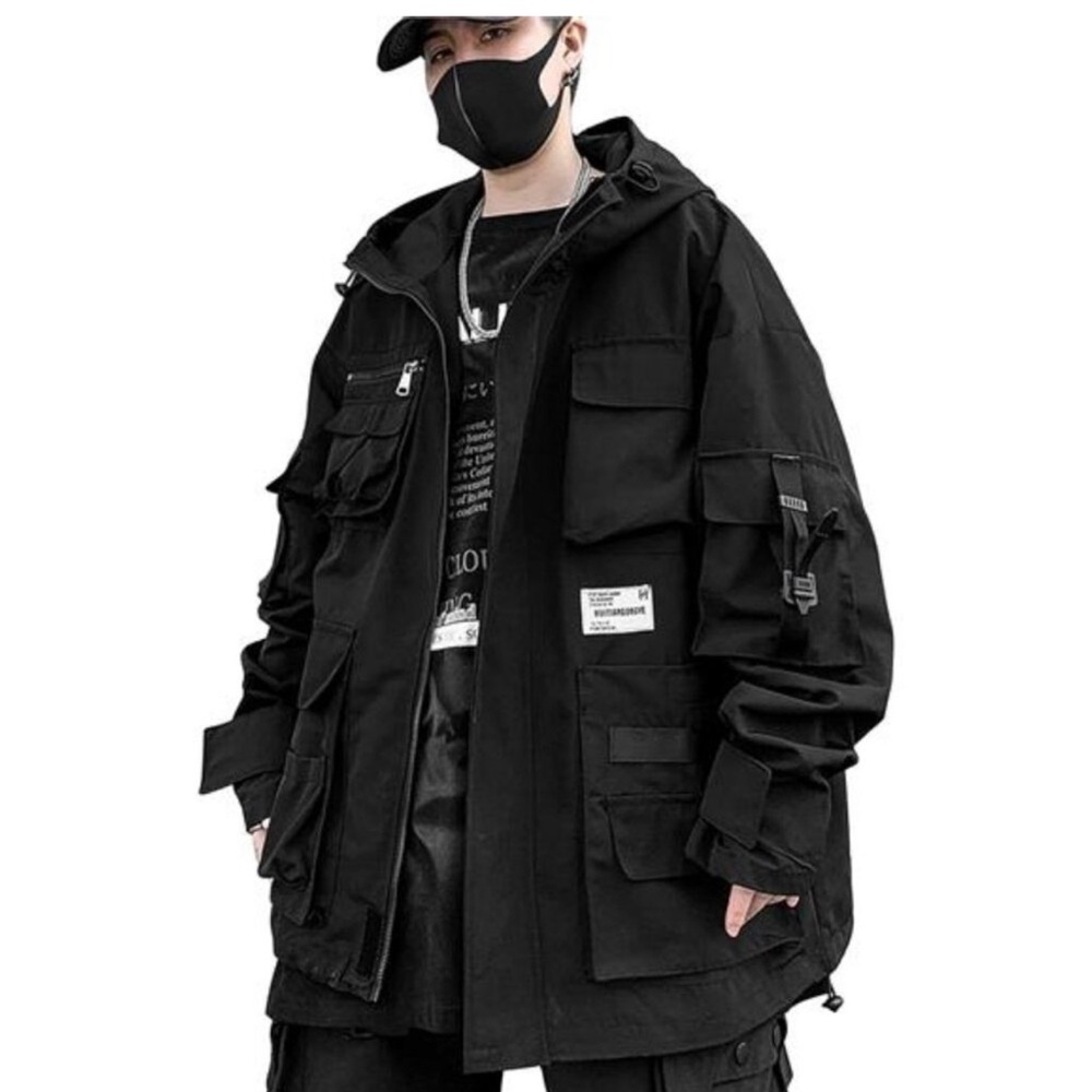 Men's Gothic Clothes Tactical Techwear Zipper
Jacket Windbreaker Hooded Jacket